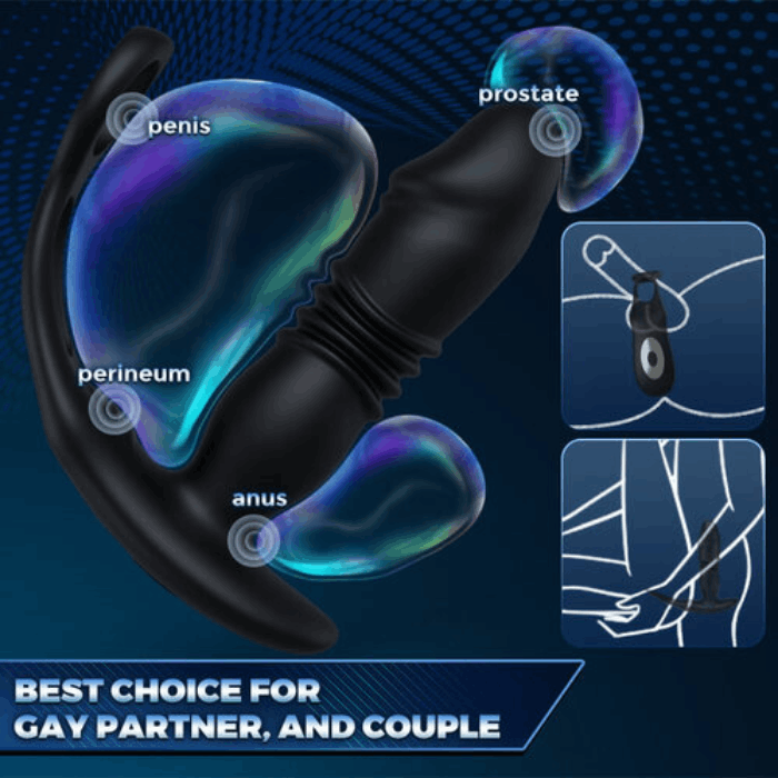 3 Thrusting & 12 Vibrating Cock Rings Prostate Massager