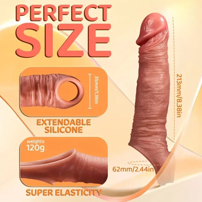 Sexoralab APP Controlled 9 Vibrating Penis Extender Sleeve With Cock Ring