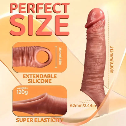 Sexoralab APP Controlled 9 Vibrating Penis Extender Sleeve With Cock Ring