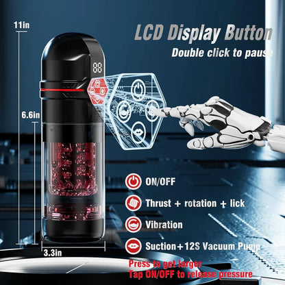 Superbuyg™Male Masturbator Penis Pump – 12-Level Vacuum, 7-Mode Thrusting, Rotating, Vibrating & Sucking with LCD Display,Star-starring identical mold production [free of tax]【❤️Discreet Shipping】