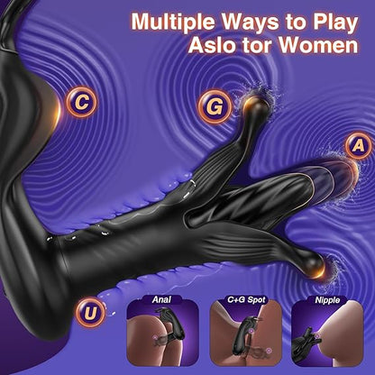 9 Tension Shock Flapping Thrusting Vibrating Cock Ring Anal Vibrator Dildo