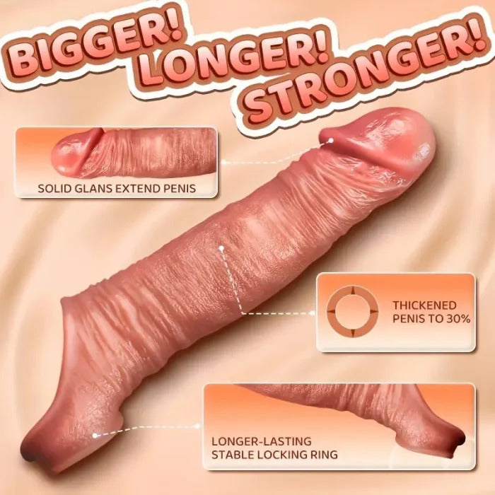 Sexoralab APP Controlled 9 Vibrating Penis Extender Sleeve With Cock Ring