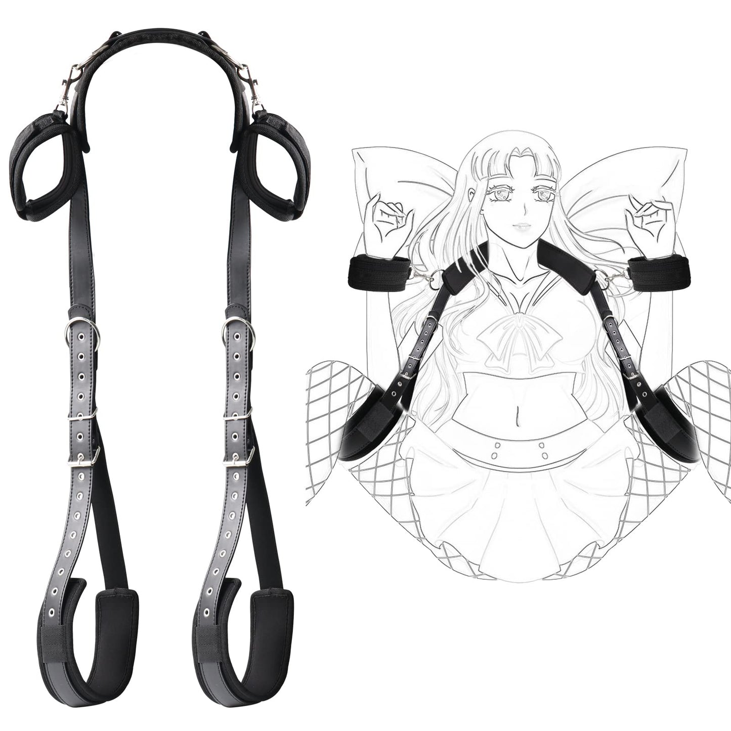 Adjustable Wrist Thigh Restraint Ropes and Soft Tie Set, Portable SM Games Sex Toys for Couples Restraints Kit Unisex