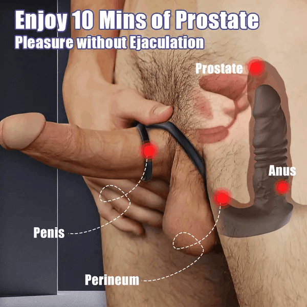 Bluetooth Remote Control 9 Thrusting Vibrating Prostate Massager with Penis Ring