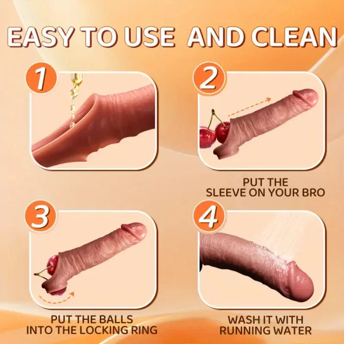 Sexoralab APP Controlled 9 Vibrating Penis Extender Sleeve With Cock Ring