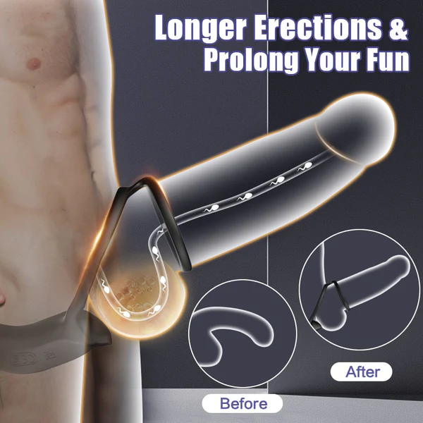 Bluetooth Remote Control 9 Thrusting Vibrating Prostate Massager with Penis Ring